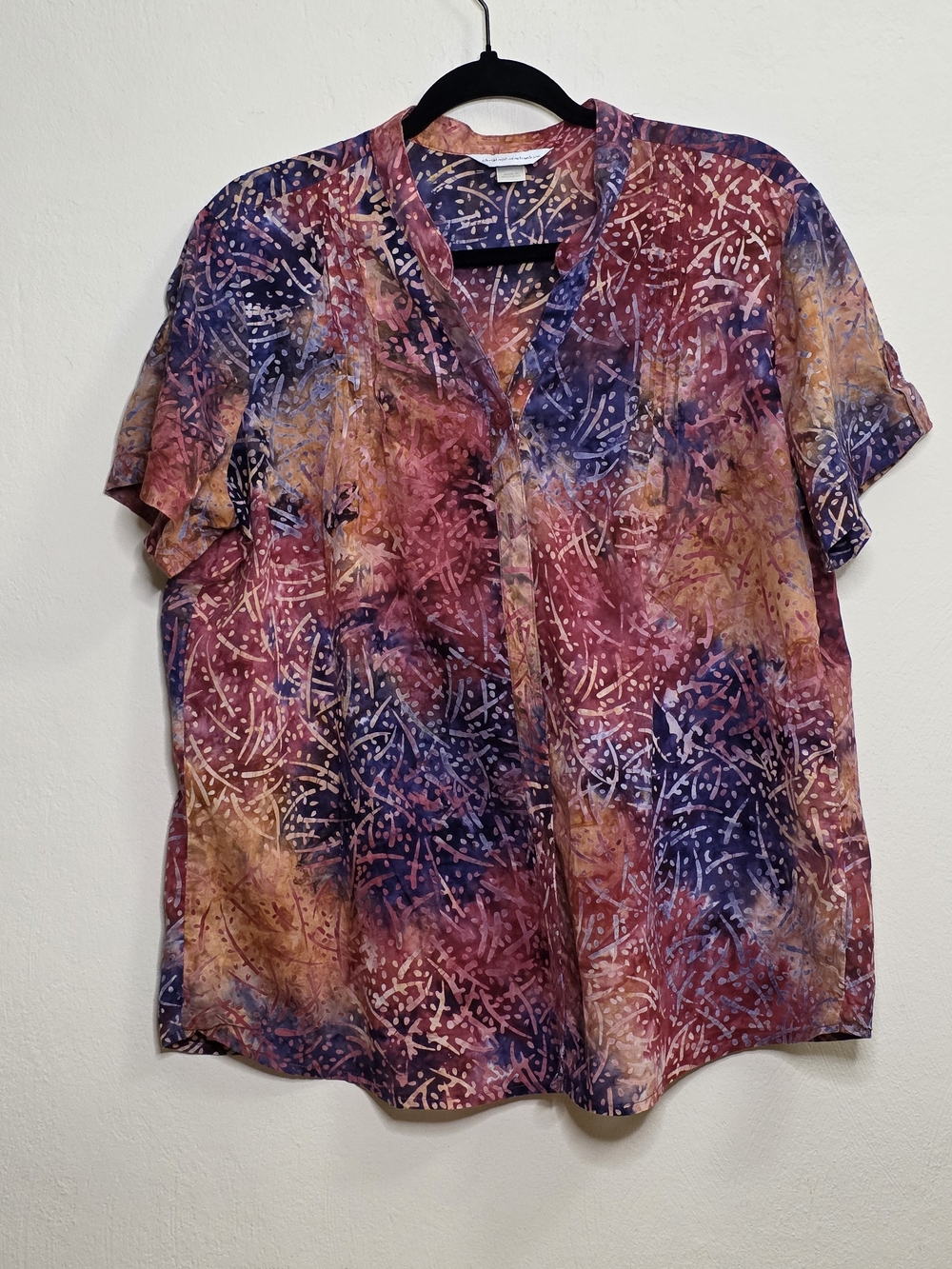 Christopher & Banks Vivid Batik Sleeveless Top in Pink, Orange & Purple